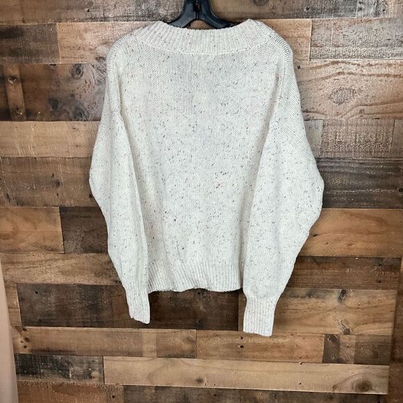 Abound Sweater V-Neck Drop Shoulder Ivory Confetti Blue Green Red Specks XL - Picture 14 of 15